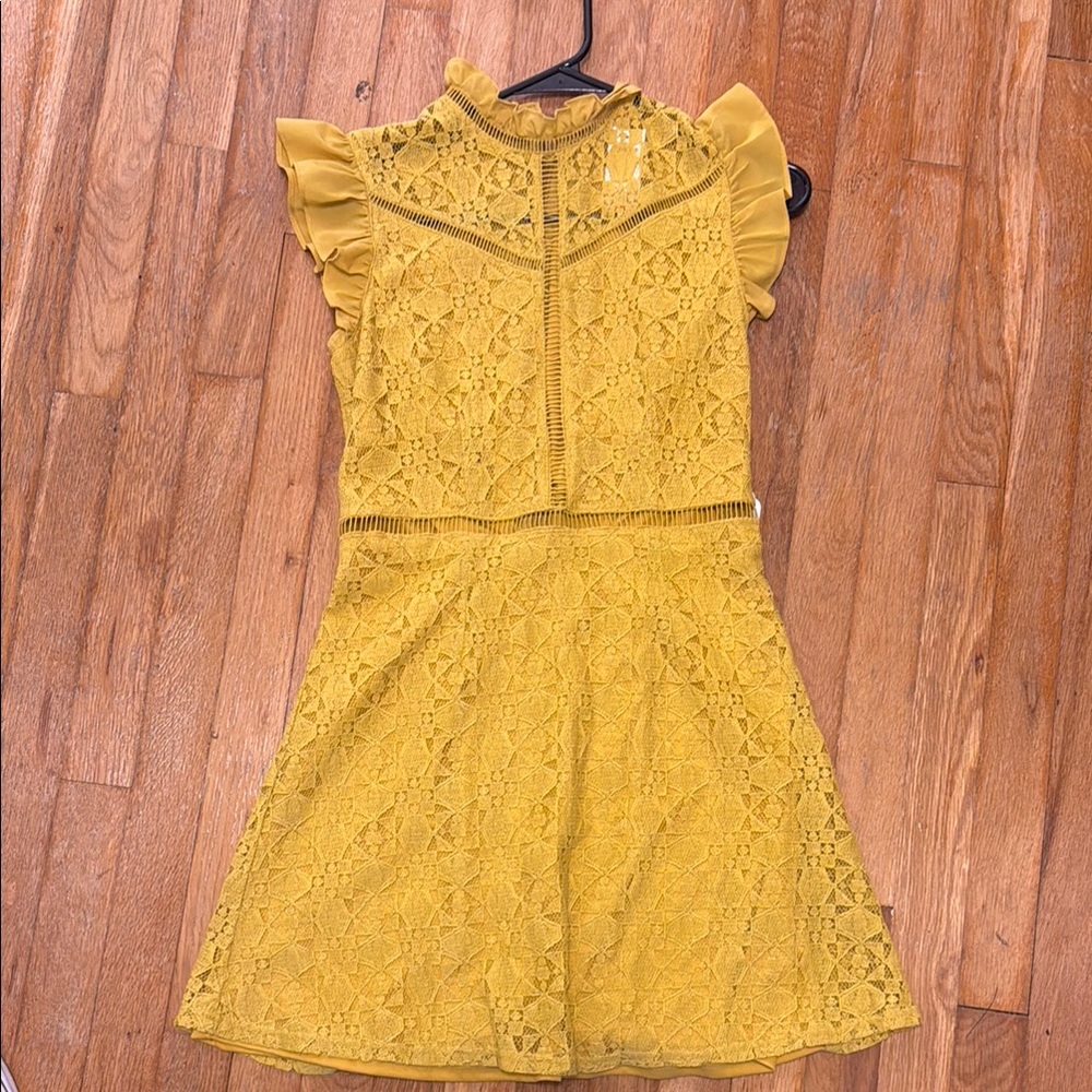 Altar'd State Yellow Lace Midi Dress